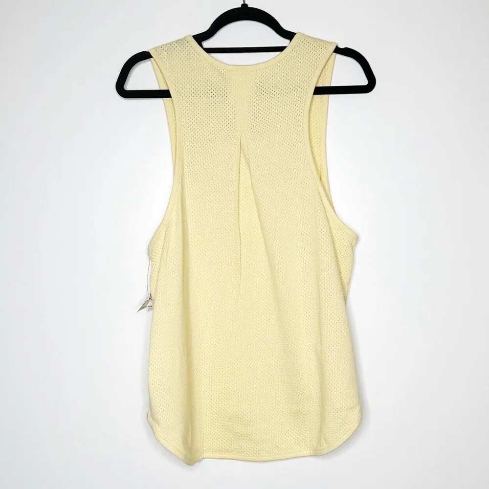NWT Varley Arlee Perforated Mesh Athletic Tank Top Scooped Hem Women Yellow Sz S - Image 4