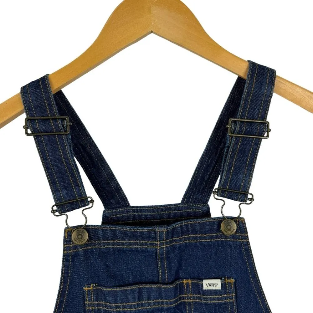 Vans Overalls Boyfriend Fit Denim Dark Wash Cuffed Shorts Romper Size Small - Image 7