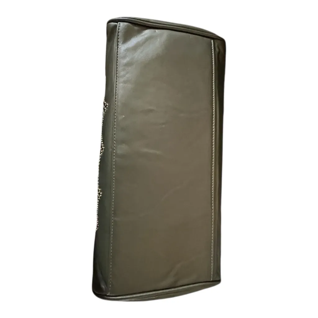 Sage Green Gold Studded Lion Head Genuine Leather USA Crossbody Handbag - Image 7