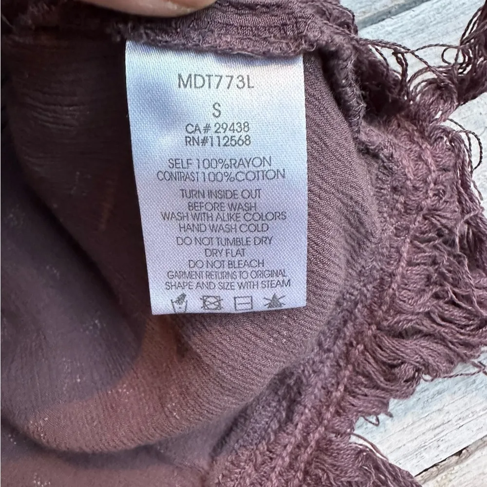 Women's Miss Me Dark‎ Purple V-Neck Back Elastic Waist Fringe Trim Size Small - Image 9