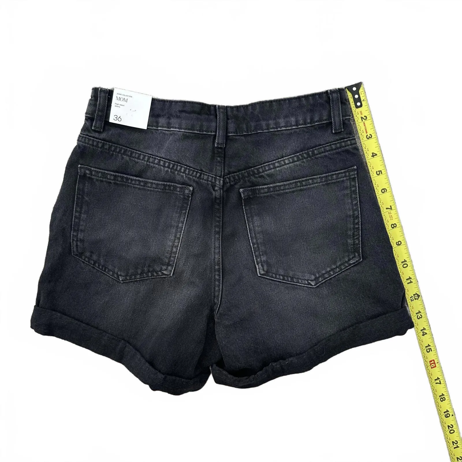 Mango High-Waisted Mom-Fit Denim Shorts Black NWT Size 4 / Small - Image 4