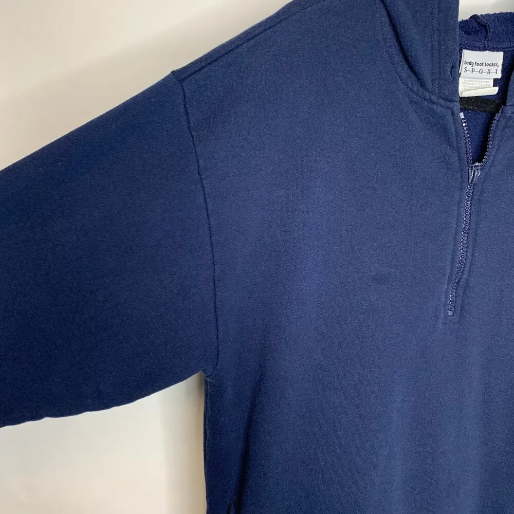 Vintage 1/4 Zip Sweatshirt Hoodie Navy Blue Sz Small Lady Foot Locker - Image 5