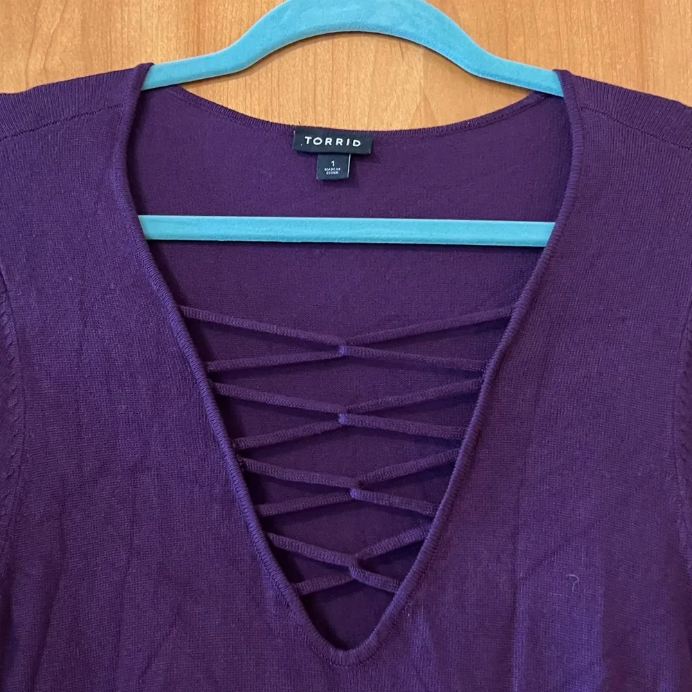 Torrid Purple Sweater Dress Rayon Nylon Blend Stretch Womens Plus Size 1 - Image 6