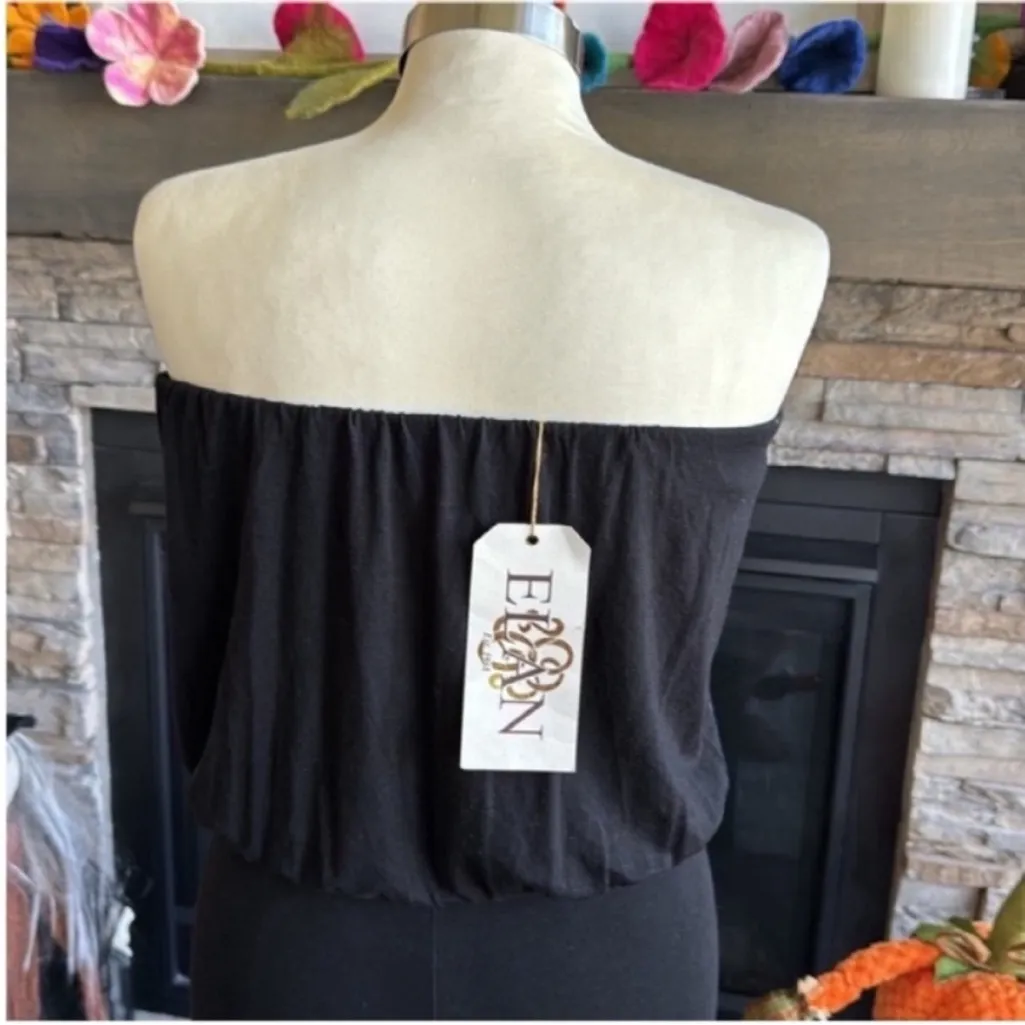 Elan Black Strapless Jumpsuit with Wide-Leg Pants - Image 4