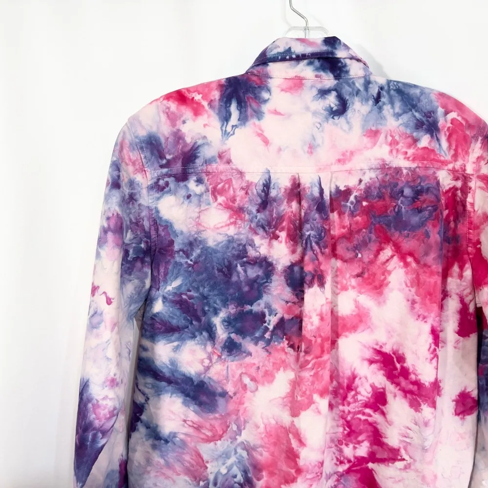 Polo Jeans Company Large Top Handmade Tie Dye Button Long Sleeve Pink Purple 539 - Image 8