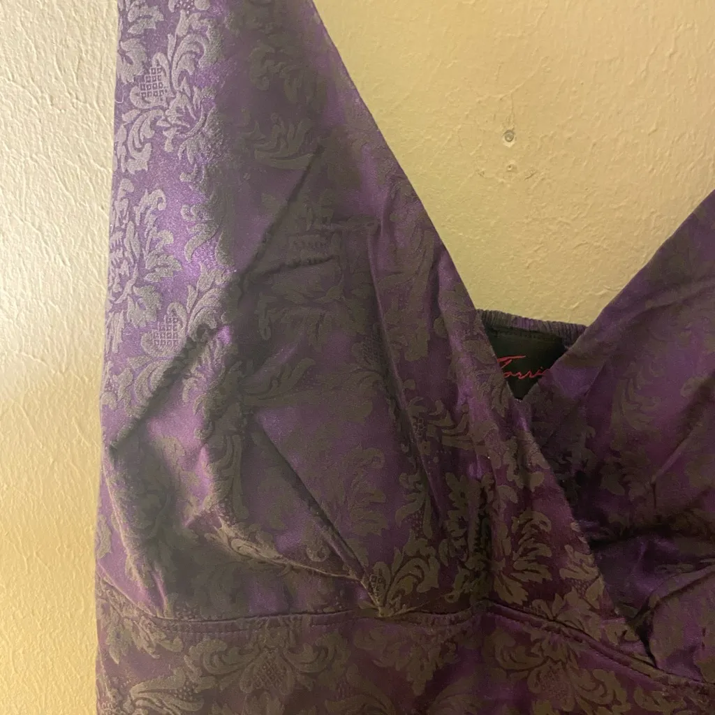 Torrid Y2K Vintage Plus Size Empire Waist Damask Blk/Prpl Whimsigoth Dress - Image 3