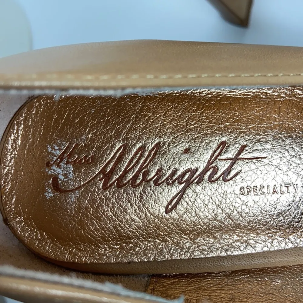 Miss Albright Tan Bow Leather Platform High Heels Size 8.5 - Image 38