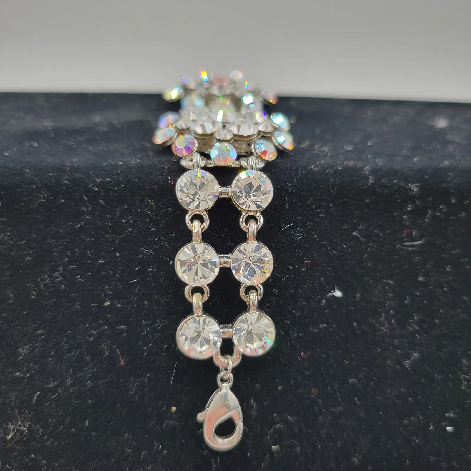 Vintage Womens Silver Tone Crystals‎ Rhinestone Bracelet Bridal Accessories - Image 8