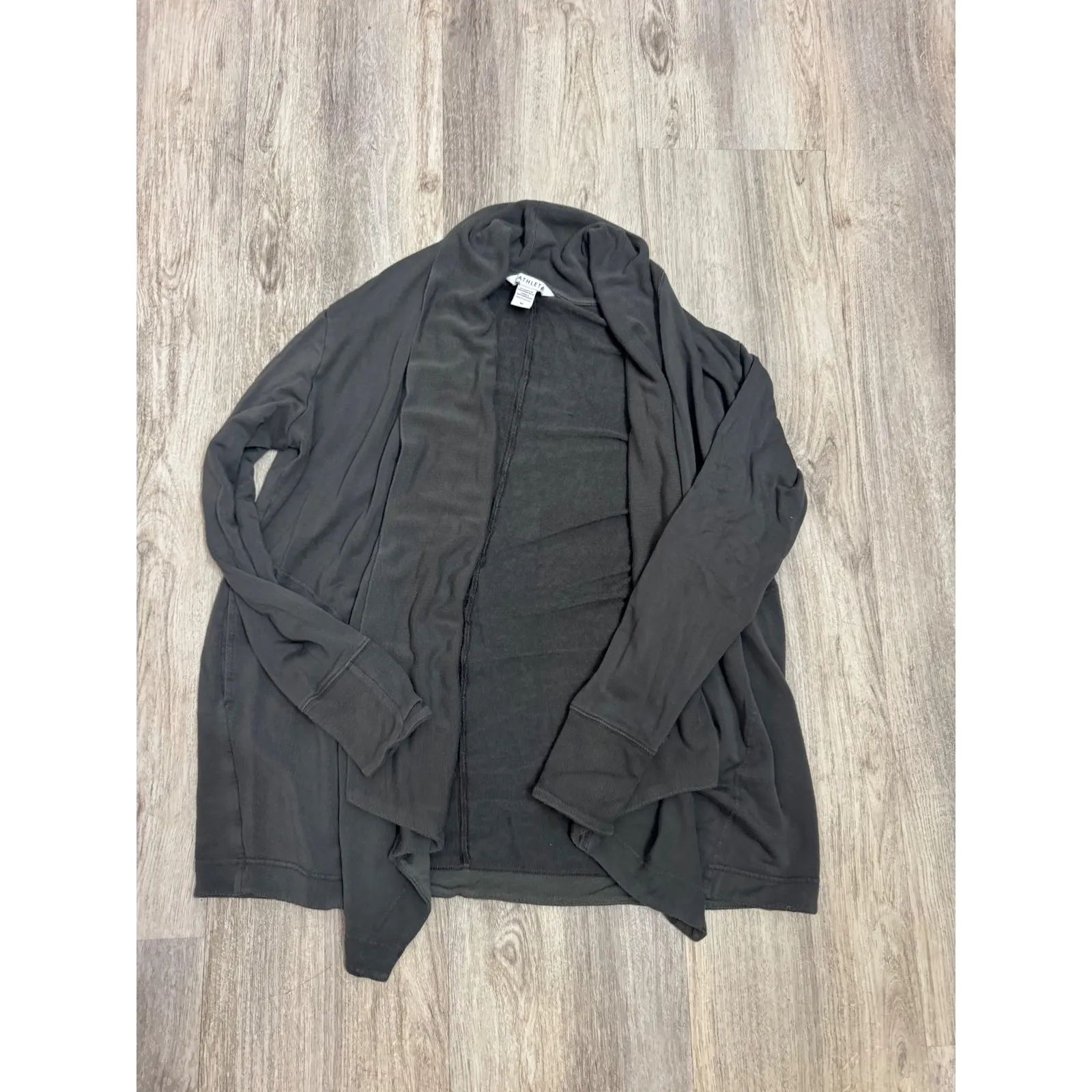 Athleta Pranayama Wrap Gray Cardigan Sweater Open Front Pockets Size Medium - Image 2