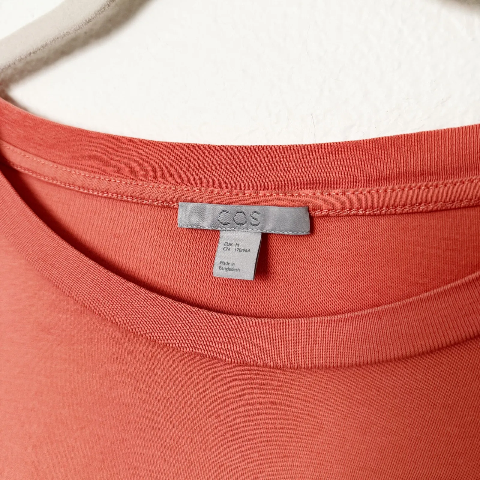 [COS] Coral Orange Pink Boat Neck 3/4 Sleeves 100% Cotton T-Shirt Size Medium M - Image 12