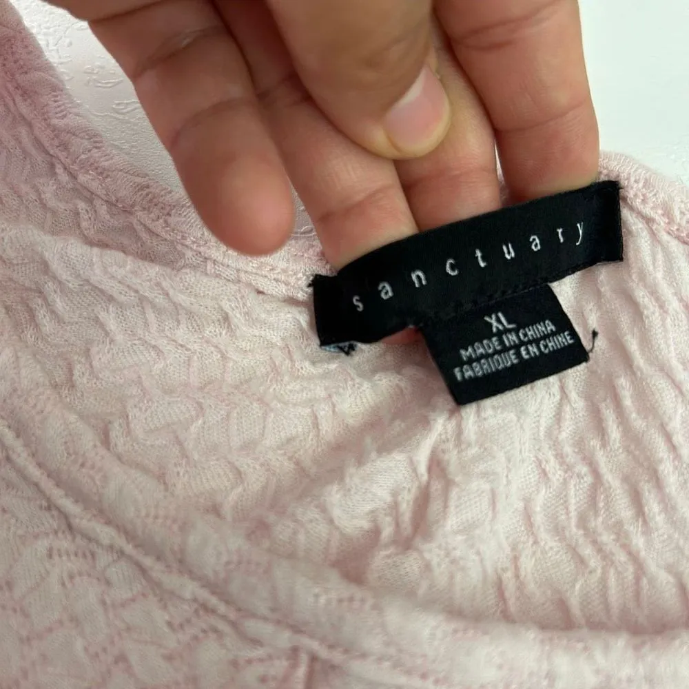 Sanctuary Pink Textured Long Sleeve Top Women’s XL Lettuce Hem Ruffle Edge - Image 3