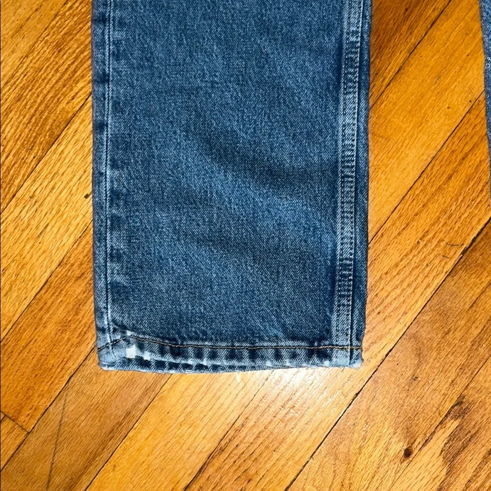 Topshop Blue Straight-Leg Distressed Jeans - Image 6