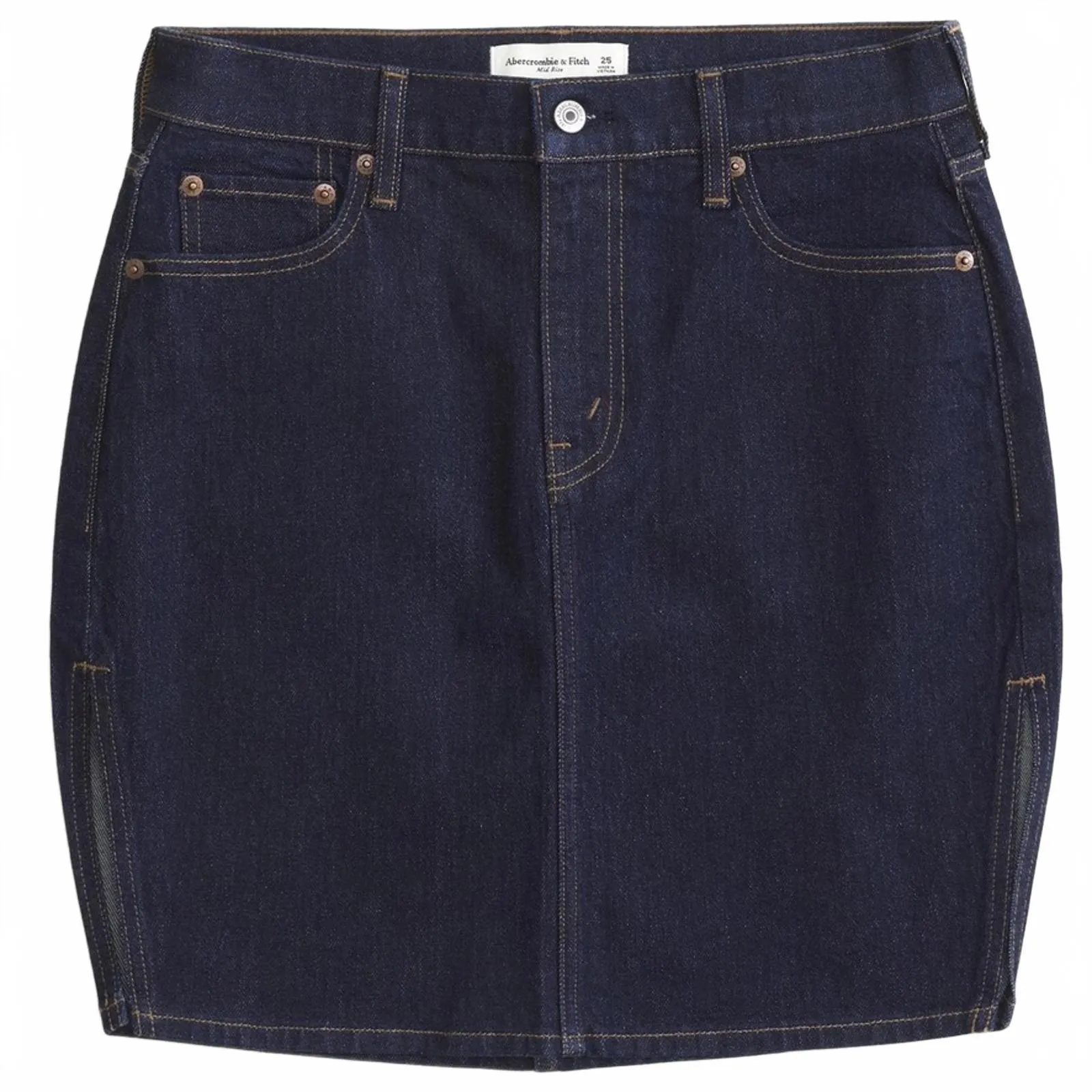 Abercrombie Mid Rise Pencil Denim Skirt Dark Wash NWT Size 25 - Image 7