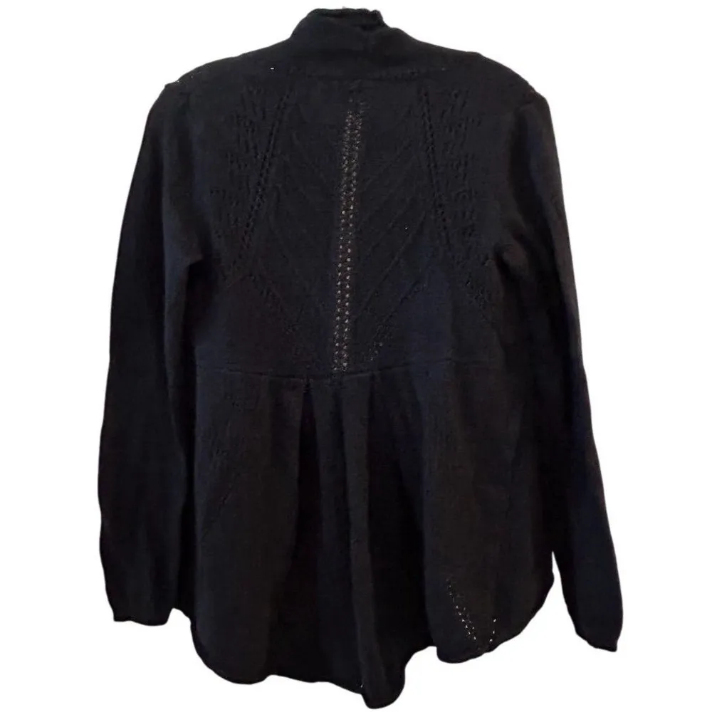 Anthropologie Knitted & Knotted Women's Black Cardigan Sweater Size M Open Front - Image 10