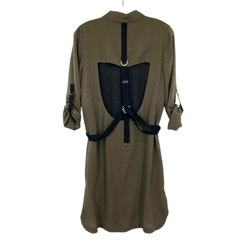 L.A.M.B Gwen Stefani Olive Green Silk Shirt Dress New - Image 2