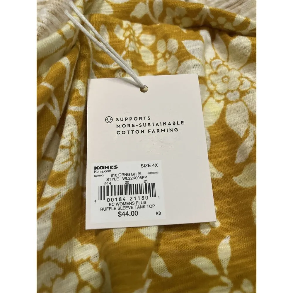 Lauren Conrad Floral Ruffle Sleeveless Tank Top 4X Women's Plus Shirt Mango Sumr - Image 9