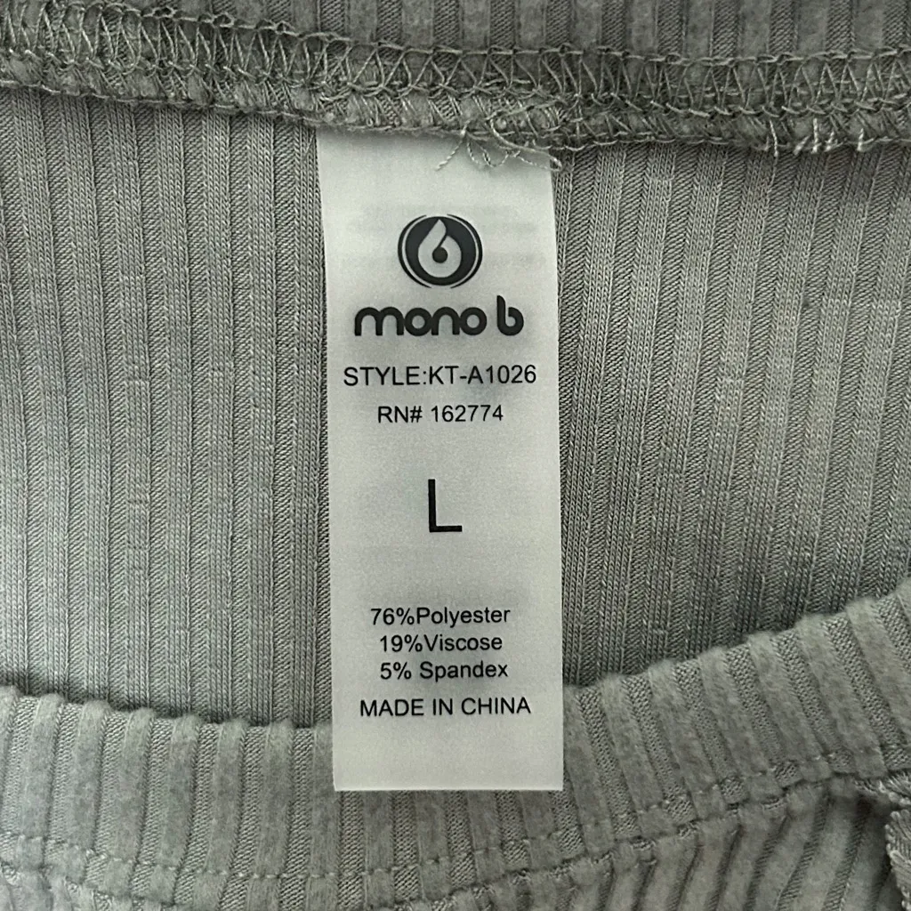 Mono B Green Gray Moon Mist Ribbed Dolman Sleeve Exposed Seams Top Large NWT - Image 9