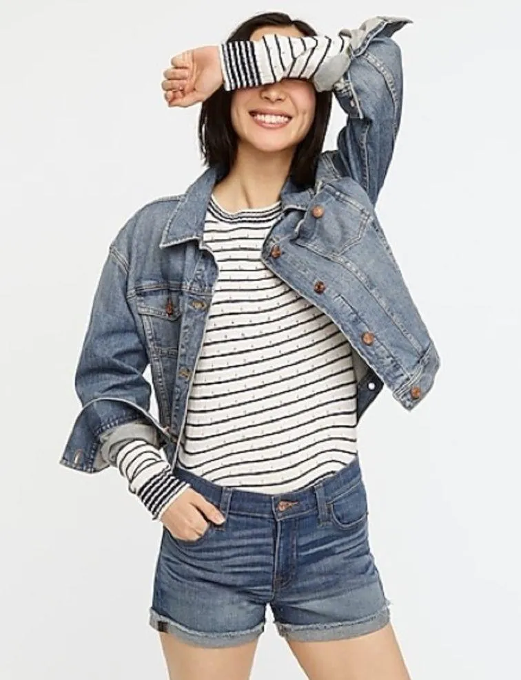 J. Crew Medium Blue Denim Wash Cuffed Jean Shorts - Image 2