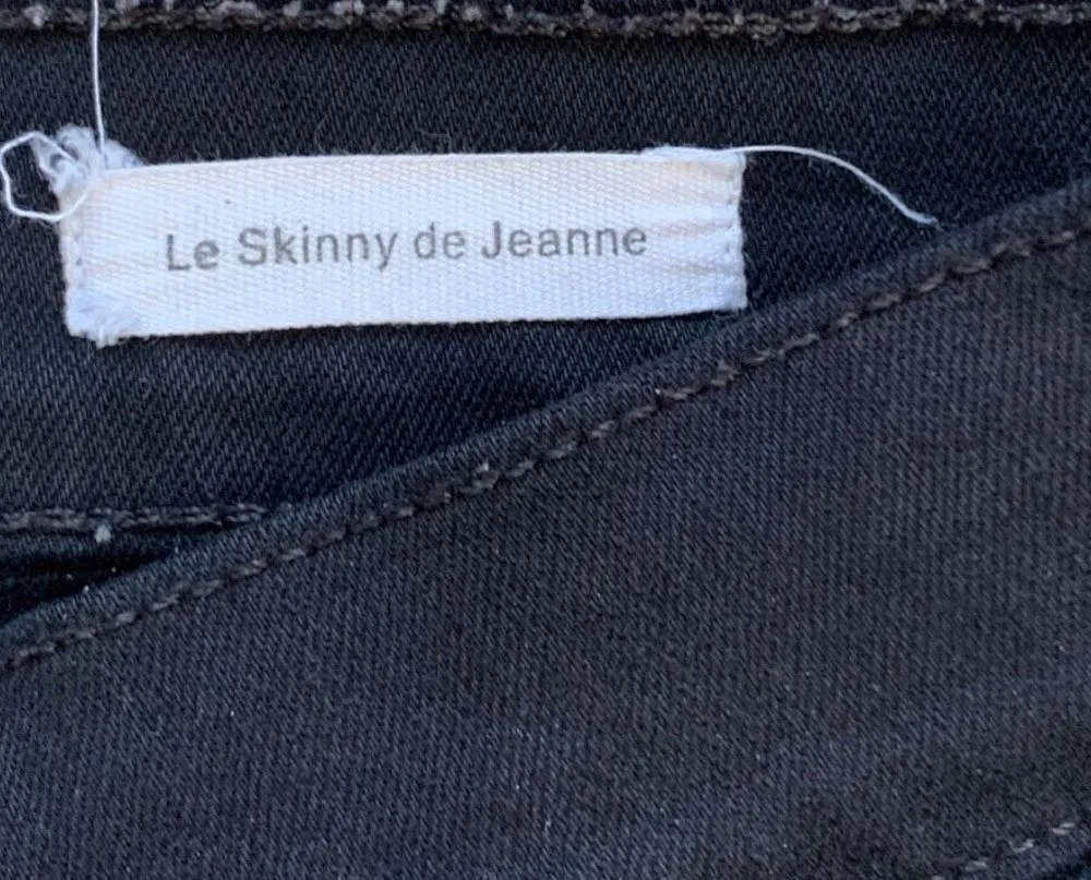 Frame Le Skinny De Jeanne Noir Rips Jeans Black Raw Hem Destroyed Midrise Denim - Image 7
