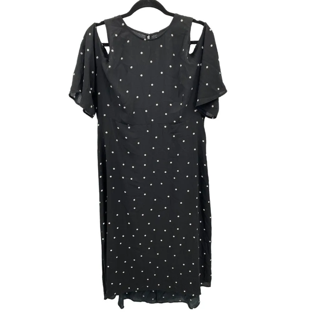 Who What Wear Dress Cold‎ Shoulder Polka Dot Black White Lined Womens XL - Image 2