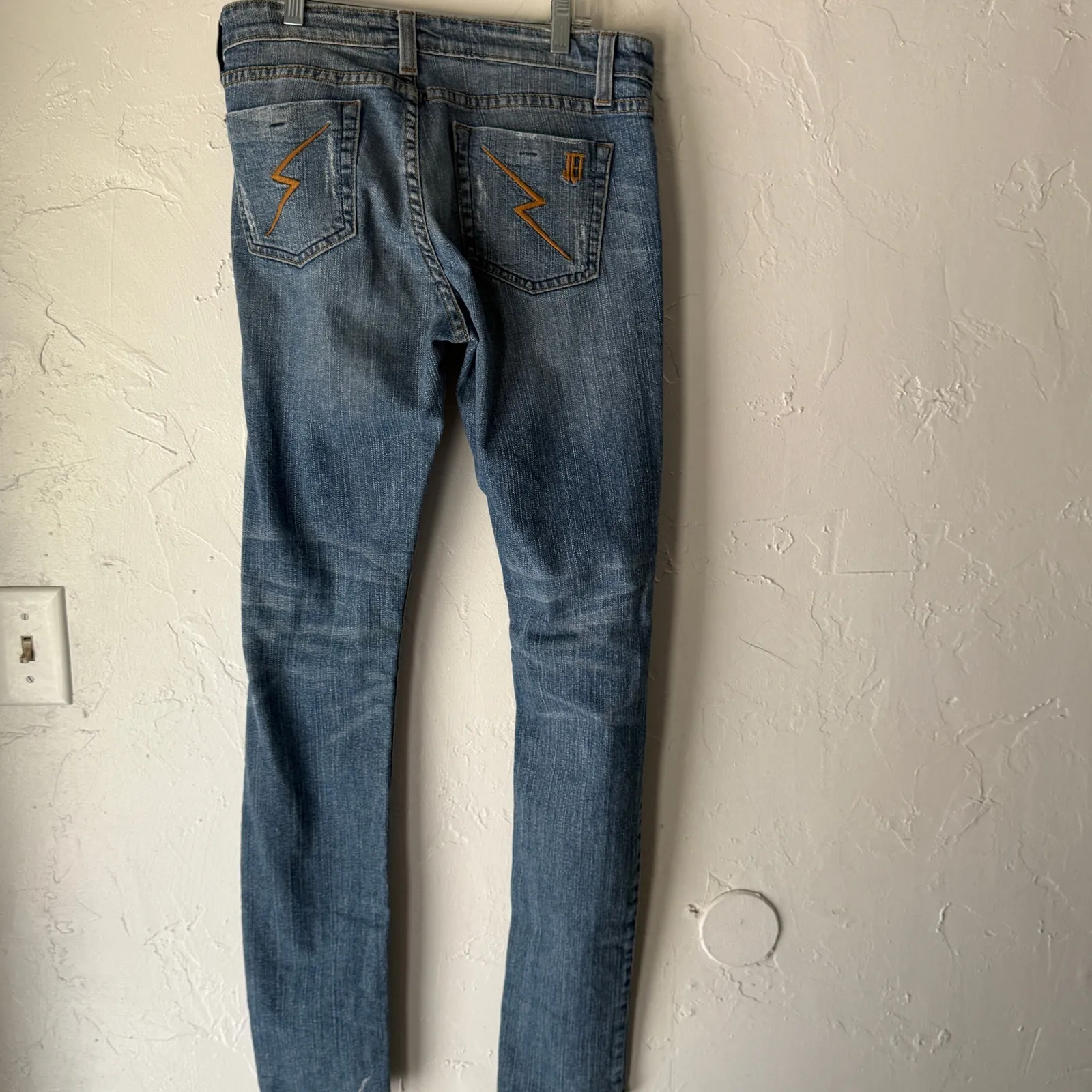 JET John Eshaya Distressed Skinny Jeans Size 4 Lightning Bolt Pocket Blue - Image 5