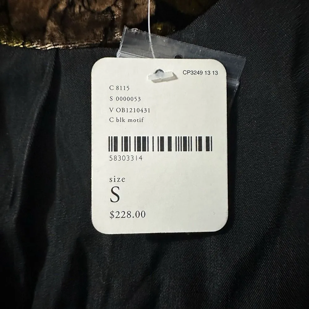 We The Free People Nicolette Velvet Double Breasted Blazer Black Floral Sz Small - Image 7