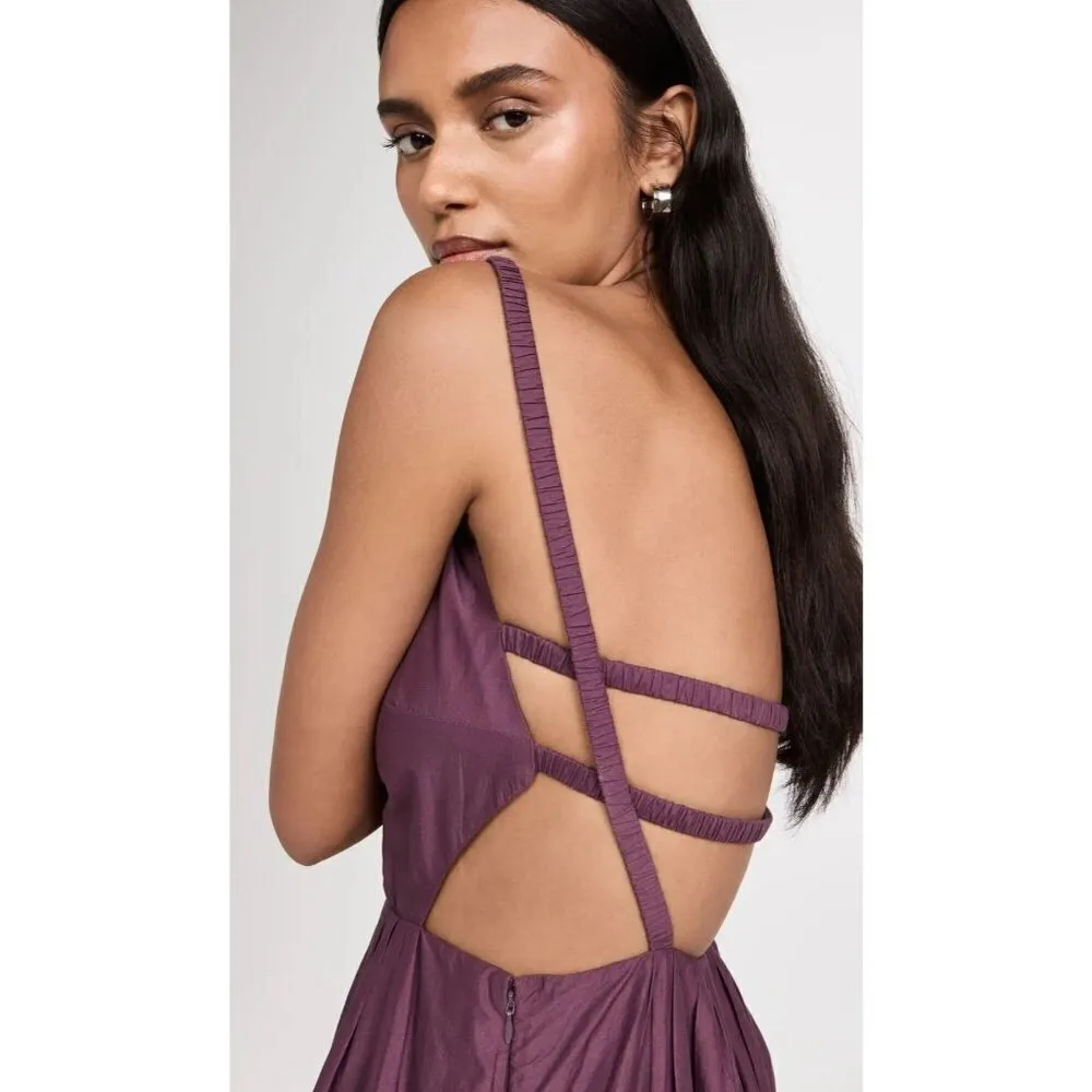 Jonathan Simkhai Collene Poplin Open Back Strappy Midi Dress Purple Size Medium - Image 3