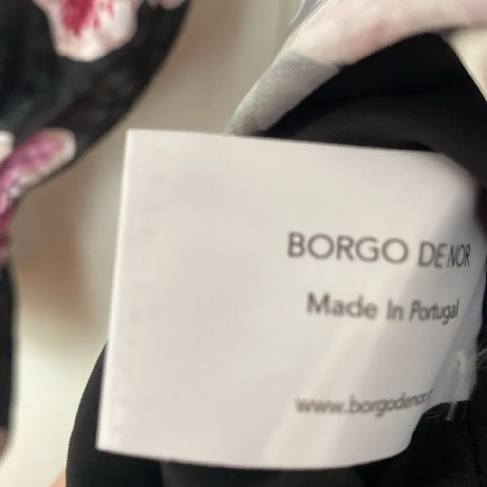 Borgo De Nor Black Purple Yulia Floral High Neck Ruffle Satin Dress Size 2 Sz XS - Image 11