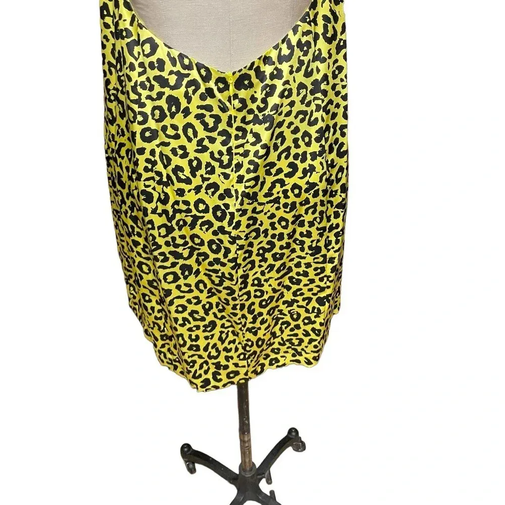 Michelle Mason  Strappy Mini‎ Dress Neon Yellow Leopard Print Size 10 - Image 9