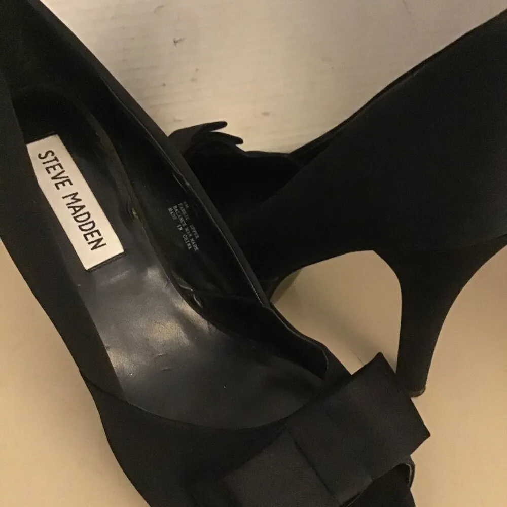 Steve Madden women black fabric platform Fendora pump heels US 8 - Image 11