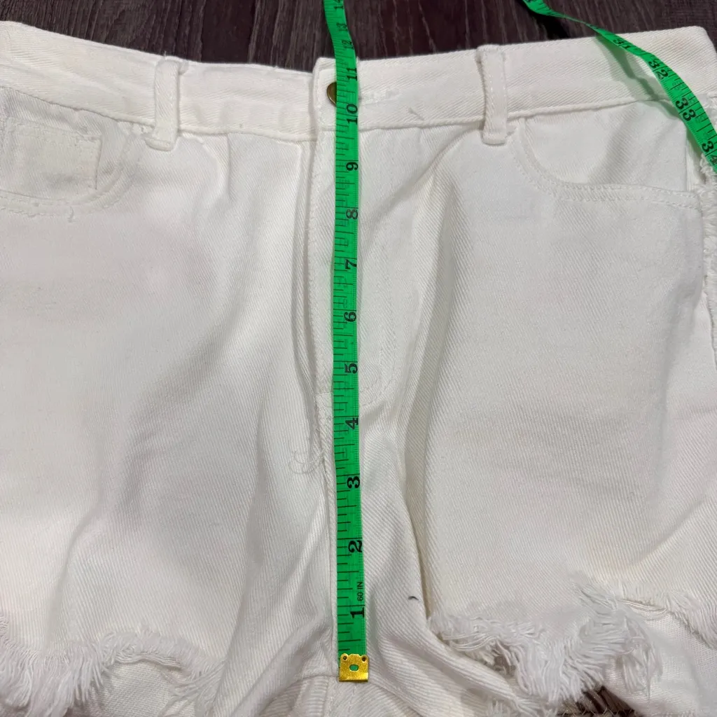 SHEIN White Raw Hem High Rise Denim Shorts - Image 8