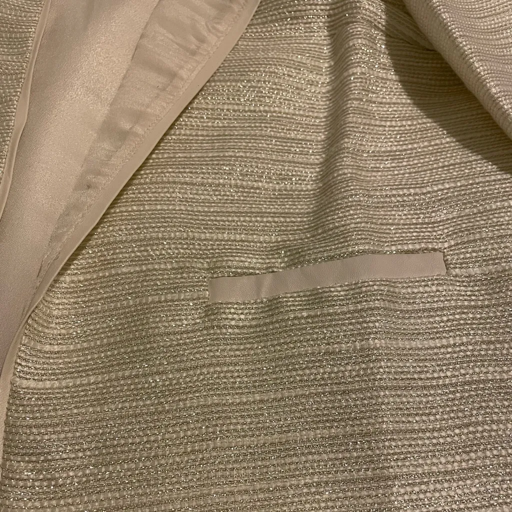 NWT silver and gold Textured shiny reflecting stripes cream ivory color jacket - Image 7