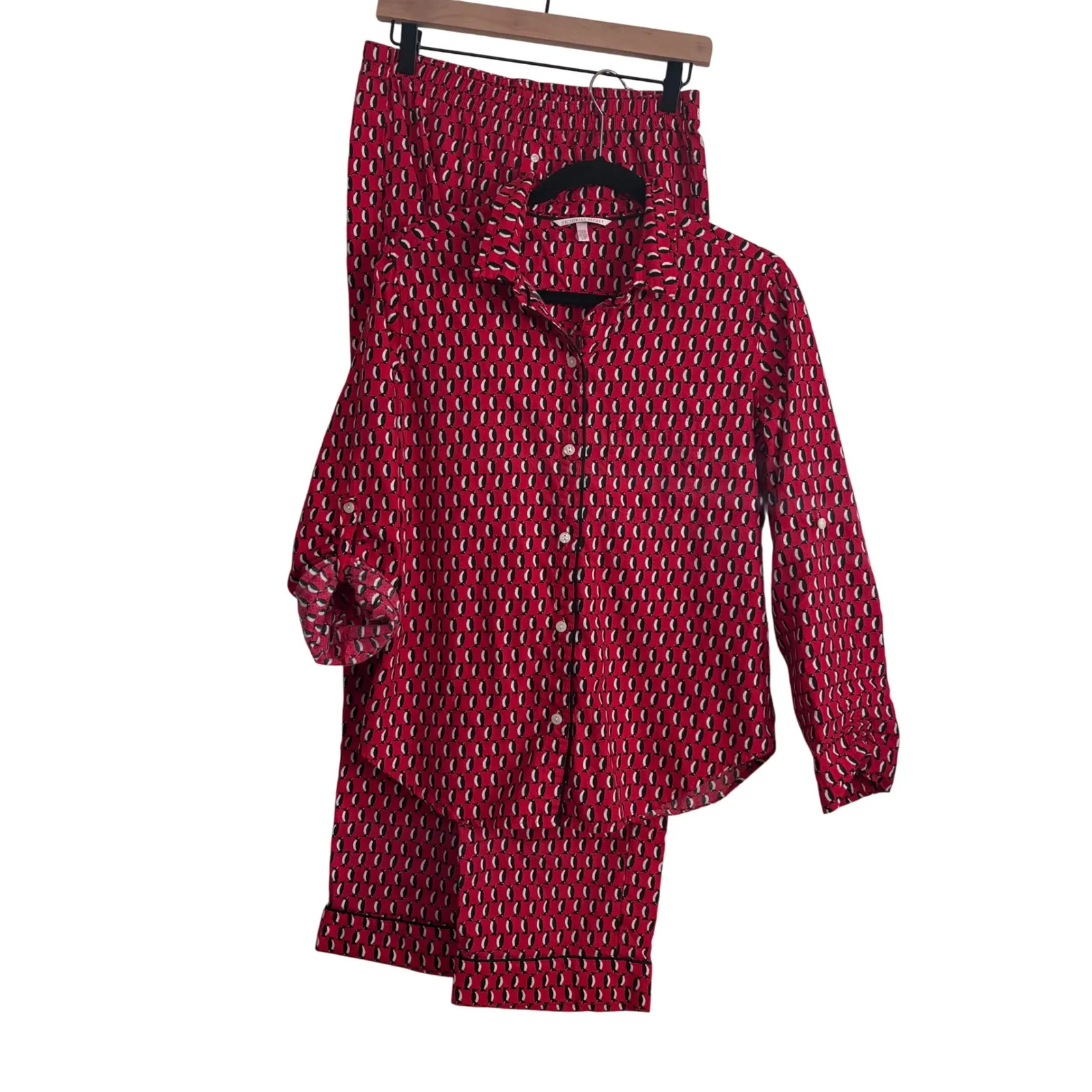 Victoria's Secret Penguin Pajama Set Top Pants Women's S/P Red - Image 2