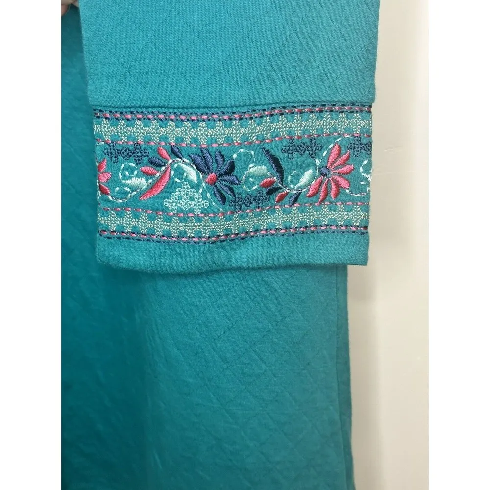Soft Surroundings Zalamaya Tunic Top Sailing Green XS Embroidered Shirt NEW - Image 4