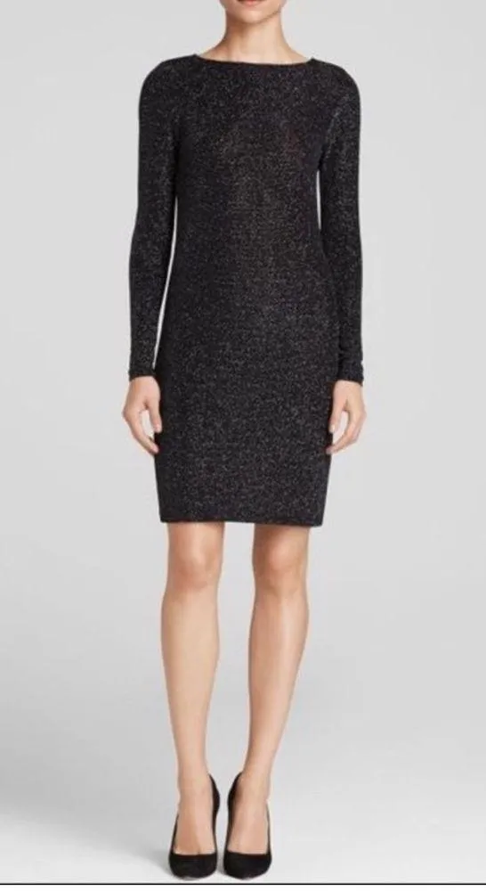 Michael Kors sparkle Cowl Back Dress Black PETITE Size XSP Long Sleeve NEW - Image 4