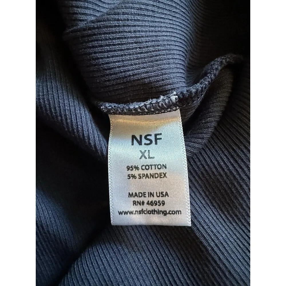 NSF Collins Ribbed Short Sleeve Crewneck Bodycon Midi Dress in Deep Sea Blue - Image 7