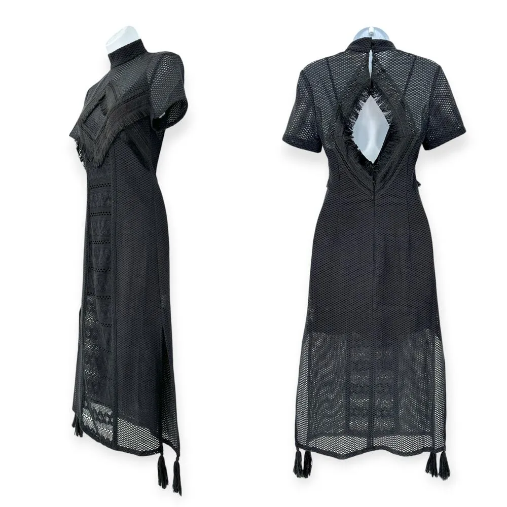 The Jetset Diaries | NWT | XS | TJD Black Crochet Lace Tassels Hina Midi Dress - Image 2