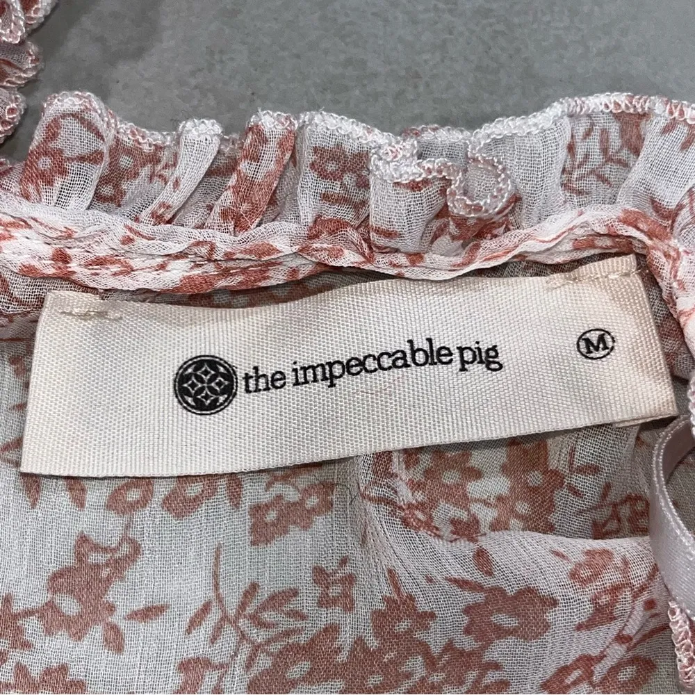 The Impeccable Pig Pink Floral Flounce Dress size Medium - Image 11