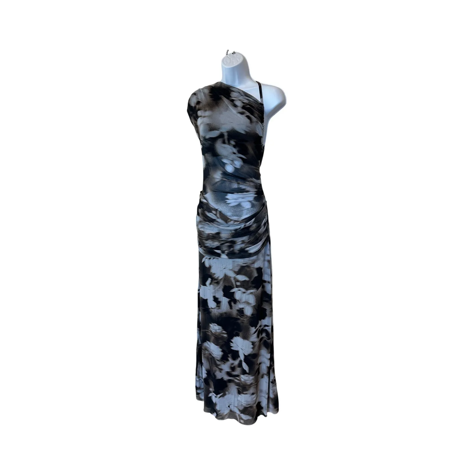 Bec & Bridge Gray Mesh Maxi Dress SIZE 4 Formal Gown Floral Ruched Designer $300 - Image 11
