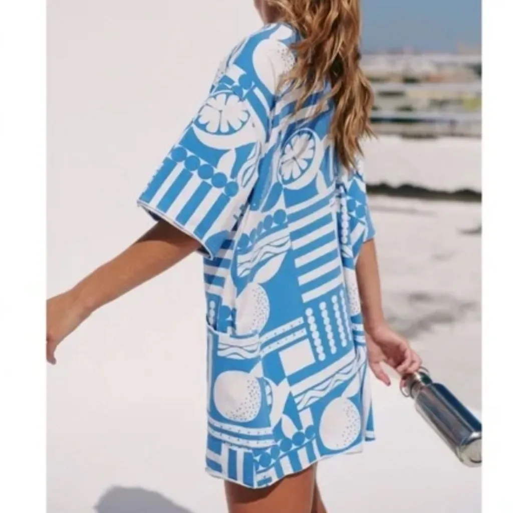 FP Hot Shot Printed Tee Romper in Sunday Market Blue sz xs NWT - Image 3