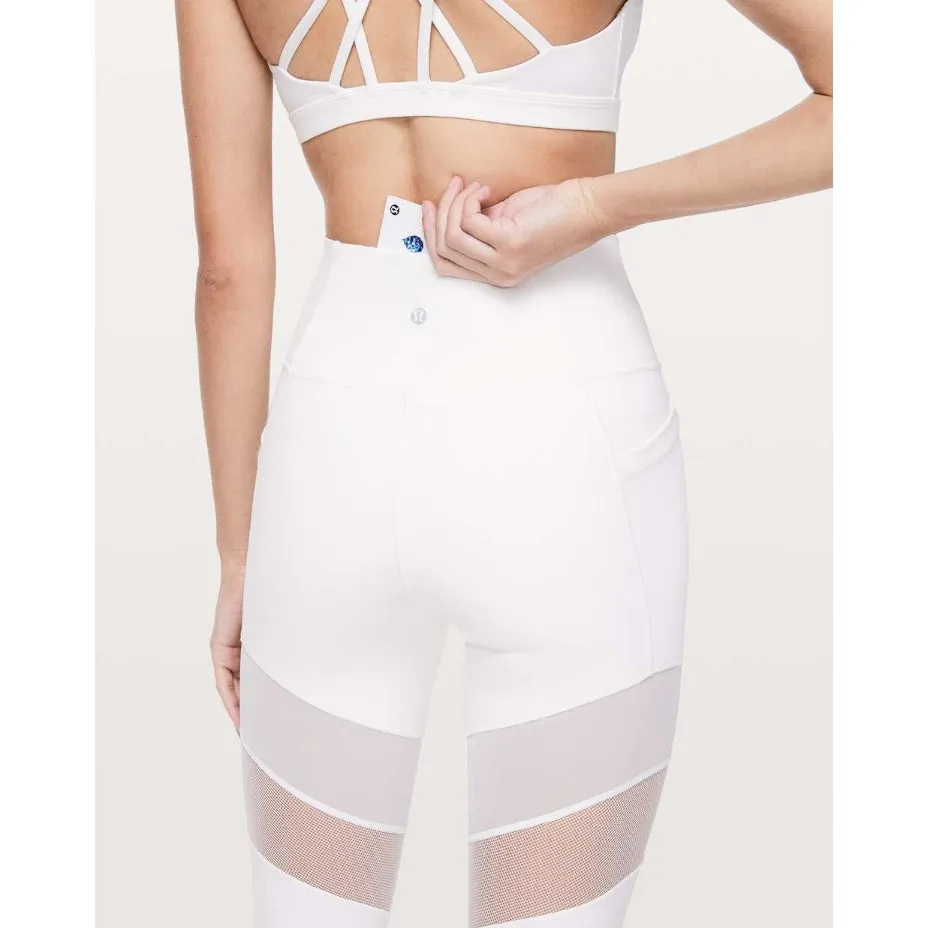 Lululemon Leggings Womens 4 White‎ Forget The Sweat Tight 25" Mesh - Image 3