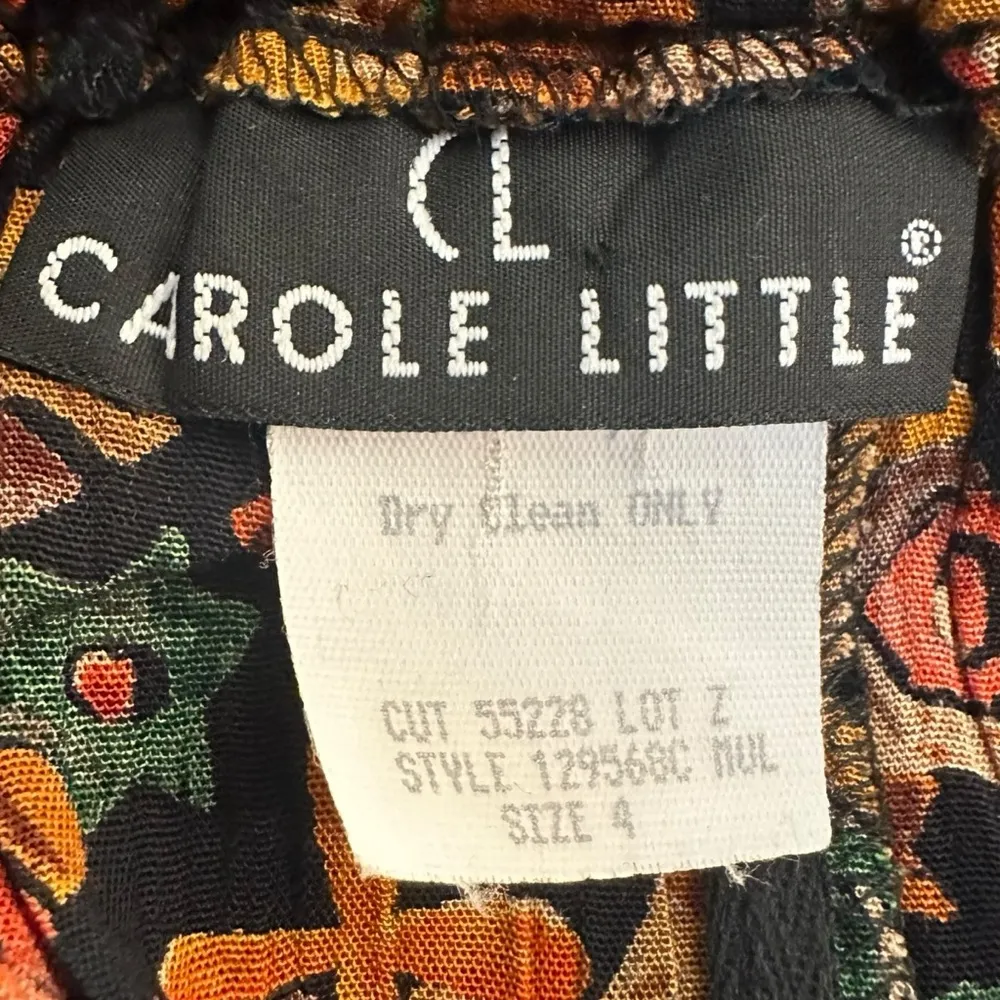 Vintage 90s Wide Leg Pull On Rayon Printed Pants Size 4 Fall USA Brown Orange - Image 4