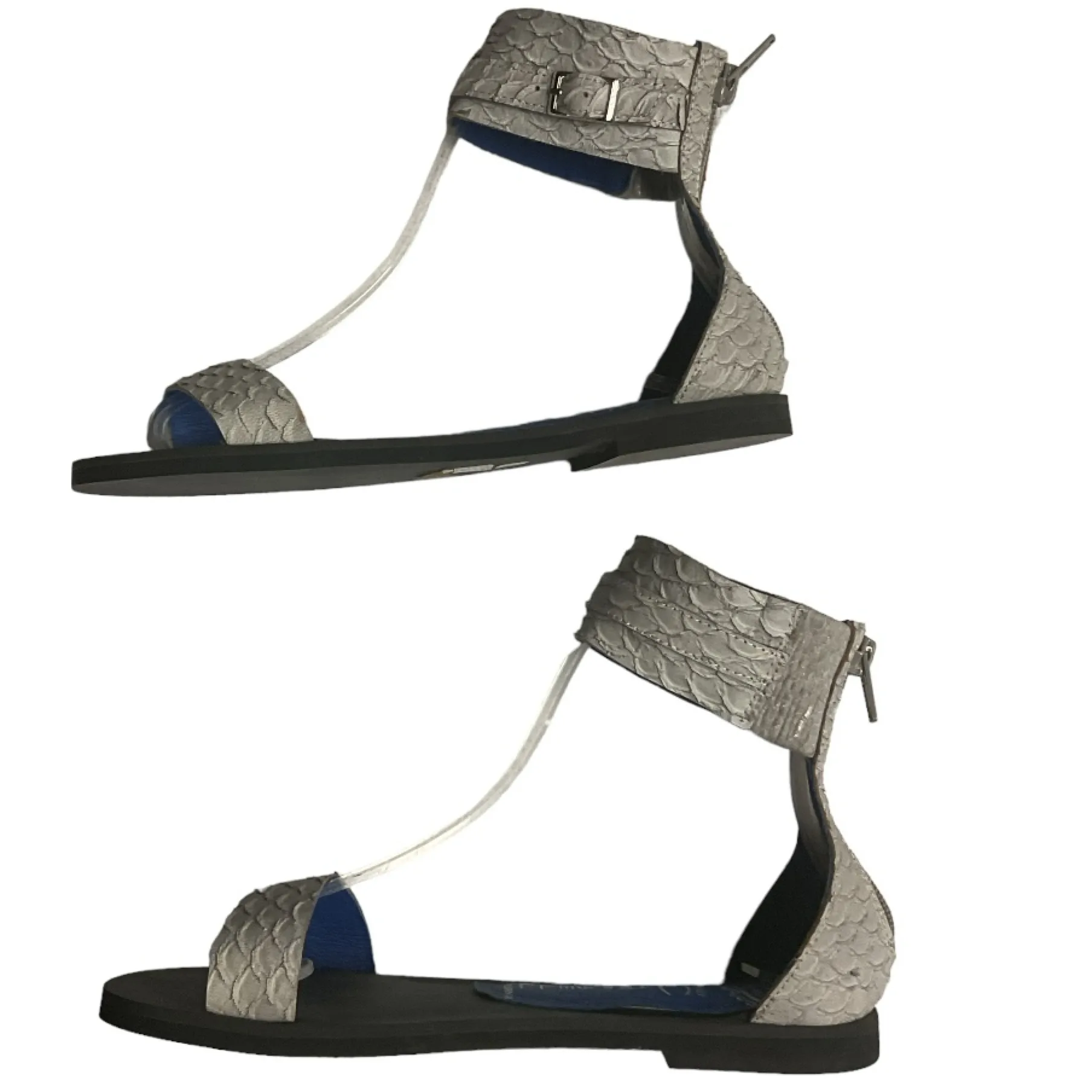 Jeffrey Campbell Ibiza Leather‎ Gladiator Ankle Strap Sandals Crocoriole - Image 4