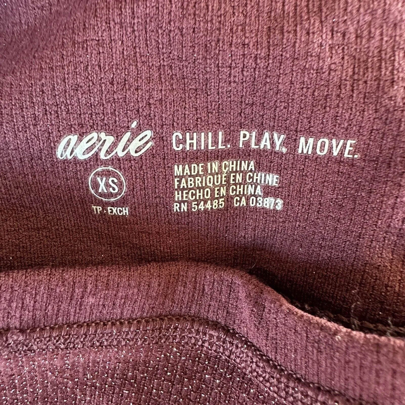 NWT Aerie Glitter Chill Play Move Leggings Maroon XS - Image 6