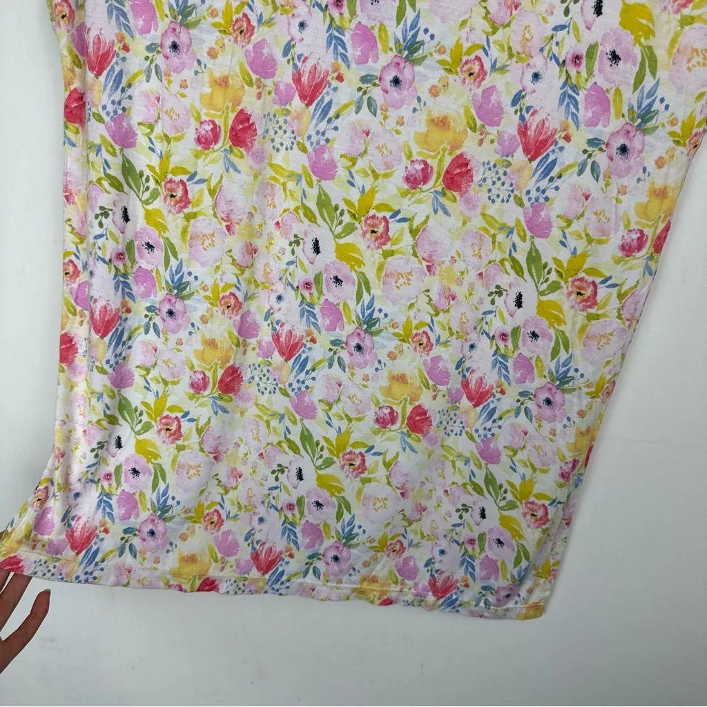 Little Sleepies Womens Bamboo Pajama Top Sz Medium Watercolor Blooms Purple - Image 11