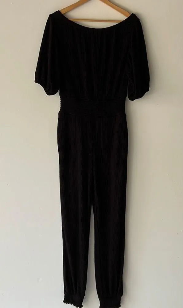 Majorelle Faye Ribbed Off Shoulder Jumpsuit in Black Size M - Image 11