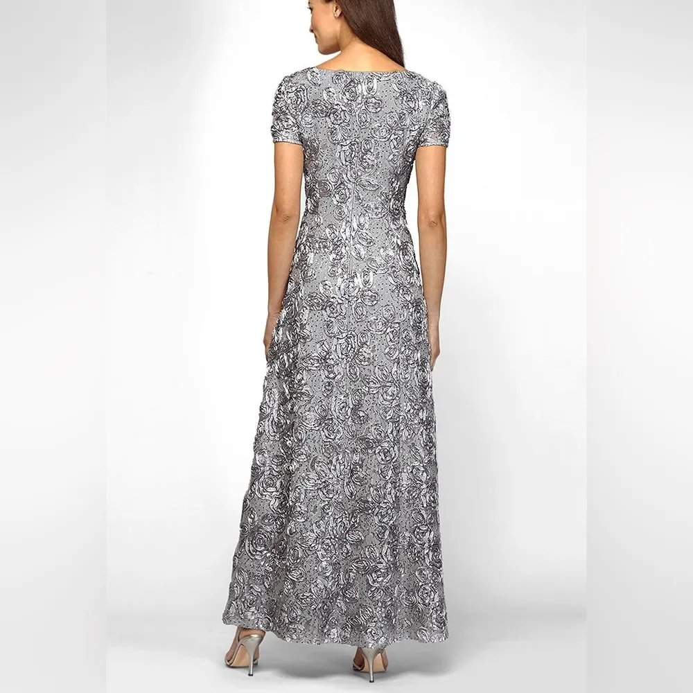 Alex Evenings Embellished Lace A-Line Evening Gown Dove Women’s Sz 14 - Image 4