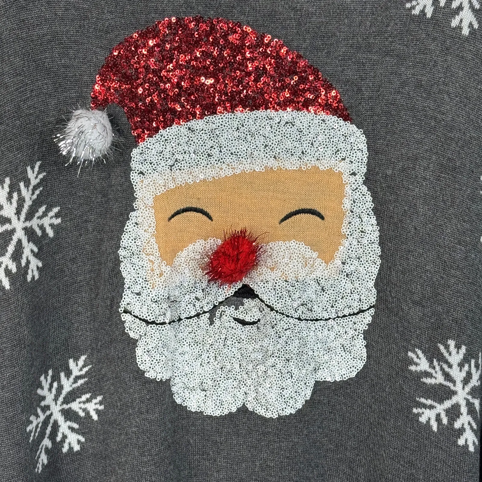 Tipsy Elves X-Large Santa Sweater Holiday Christmas Sequins Snowflakes Lined - Image 4