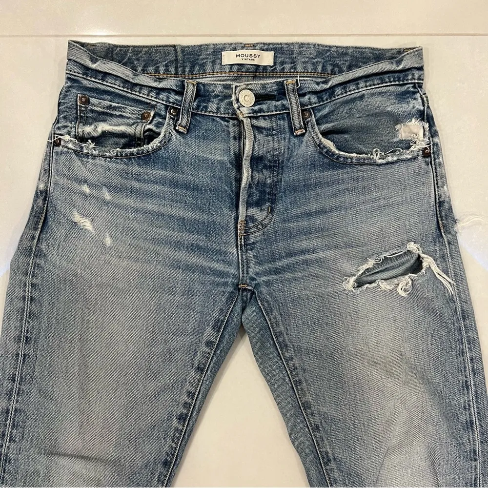 Moussy Distressed Blue Jeans Size 26 - Image 2