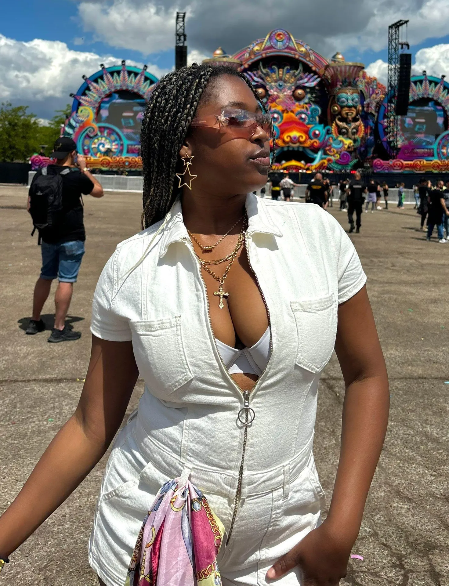 White Denim Romper - Image 5